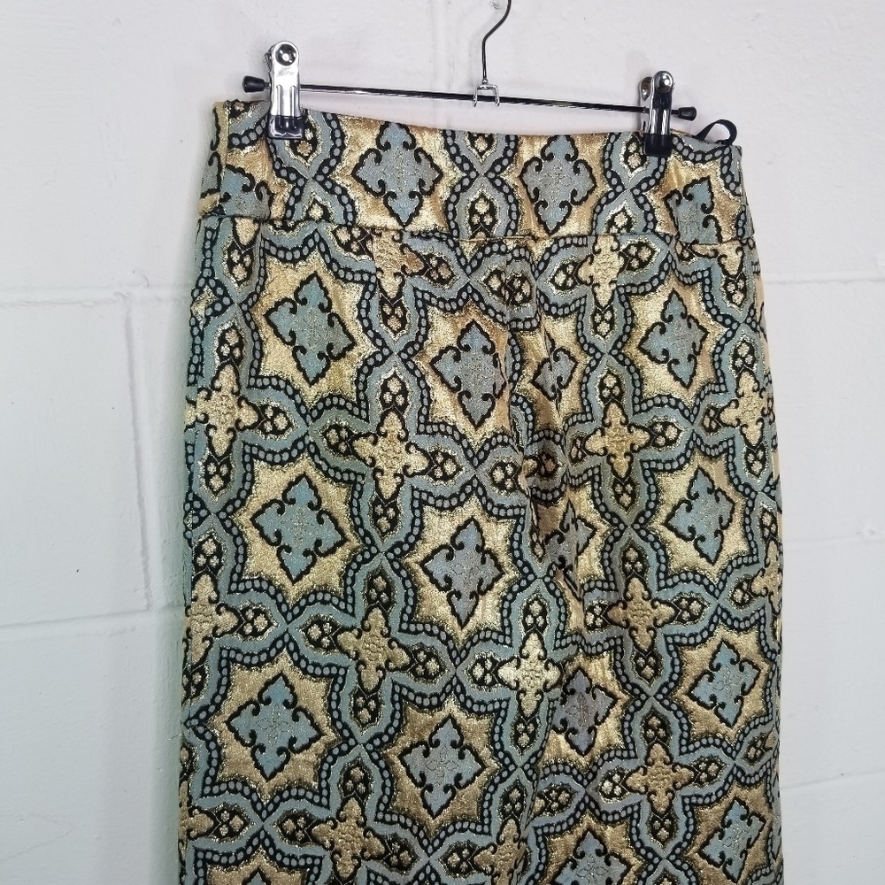 Vtg 70s metallic lurex mosaic trousers pants - Picture 4 of 11